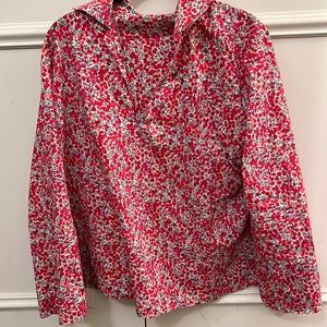 Linen Lawn Cherry Wiltshire Liberty Print V-Neck Blouse **UK Sizing**